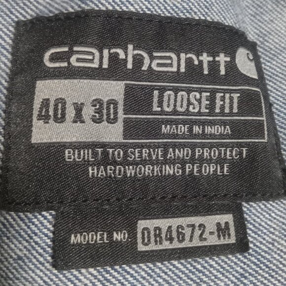 Carhartt Men's Loose Fit Bib Overalls OR4672-M Blue Denim 104672DST - Picture 4 of 6